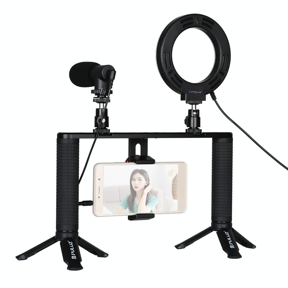 V562-8203TKP-202505211910-02 4-In-1 Vlogging Kit With 4.7 Ring Light Mic Tripod & Stabilizer - Image 3