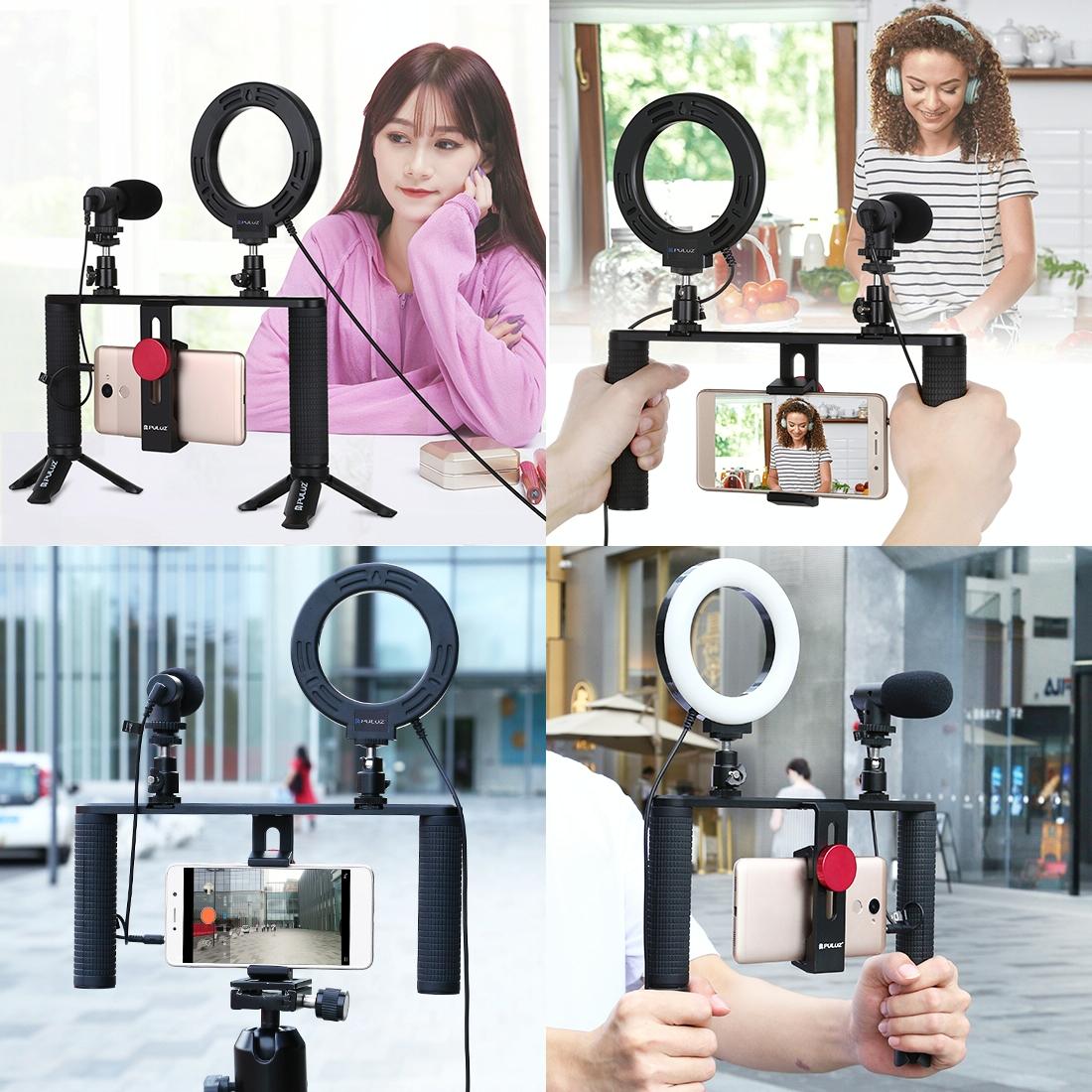 V562-8203TKP-202505211910-03 4-In-1 Vlogging Kit With 4.7 Ring Light Mic Tripod & Stabilizer - Image 4
