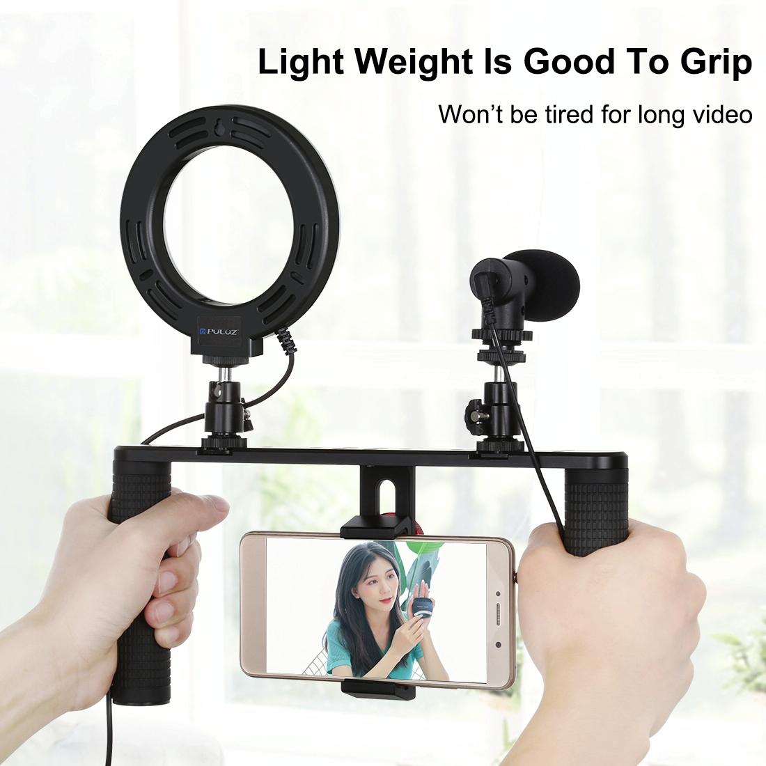 V562-8203TKP-202505211910-08 4-In-1 Vlogging Kit With 4.7 Ring Light Mic Tripod & Stabilizer - Image 9