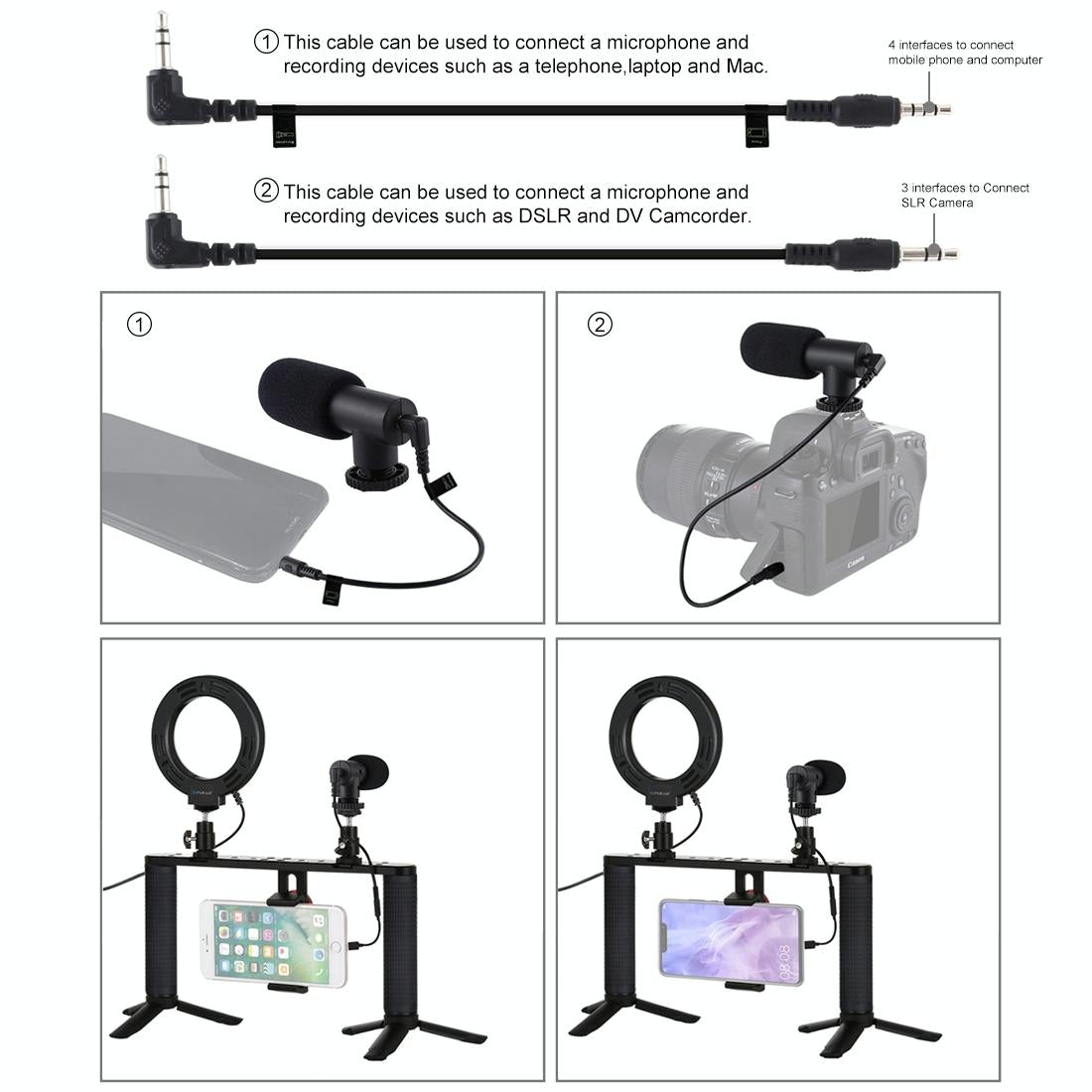 V562-8203TKP-202505211910-10 4-In-1 Vlogging Kit With 4.7 Ring Light Mic Tripod & Stabilizer - Image 11