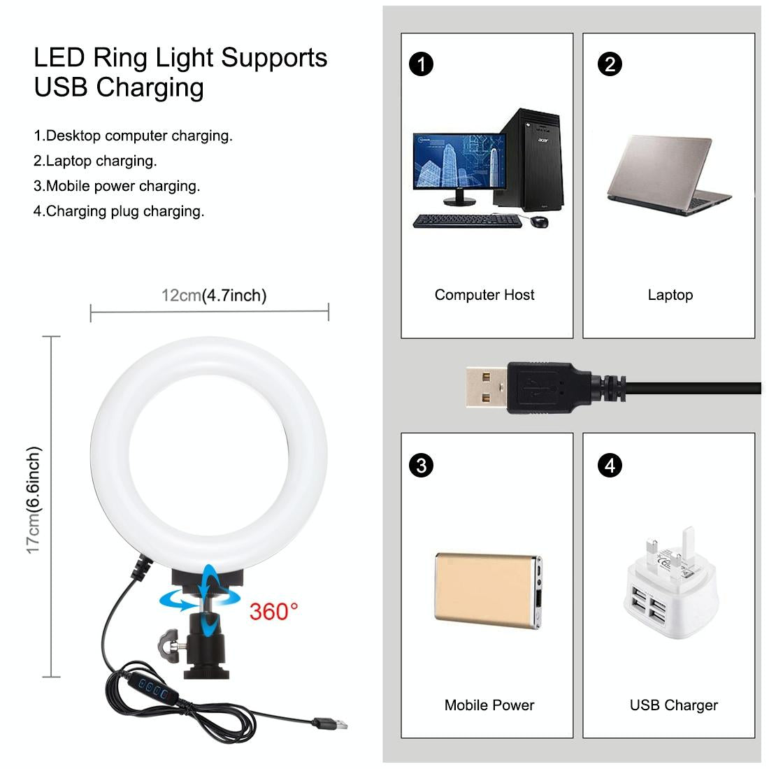 V562-8203TKP-202505211910-11 4-In-1 Vlogging Kit With 4.7 Ring Light Mic Tripod & Stabilizer - Image 12