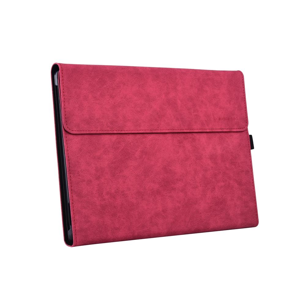 V562-9091191060DBT-202504022025-02 Leather Tablet Case For Microsoft Surface Pro X - Rose Red With Power Bag 13 Inch - Image 3