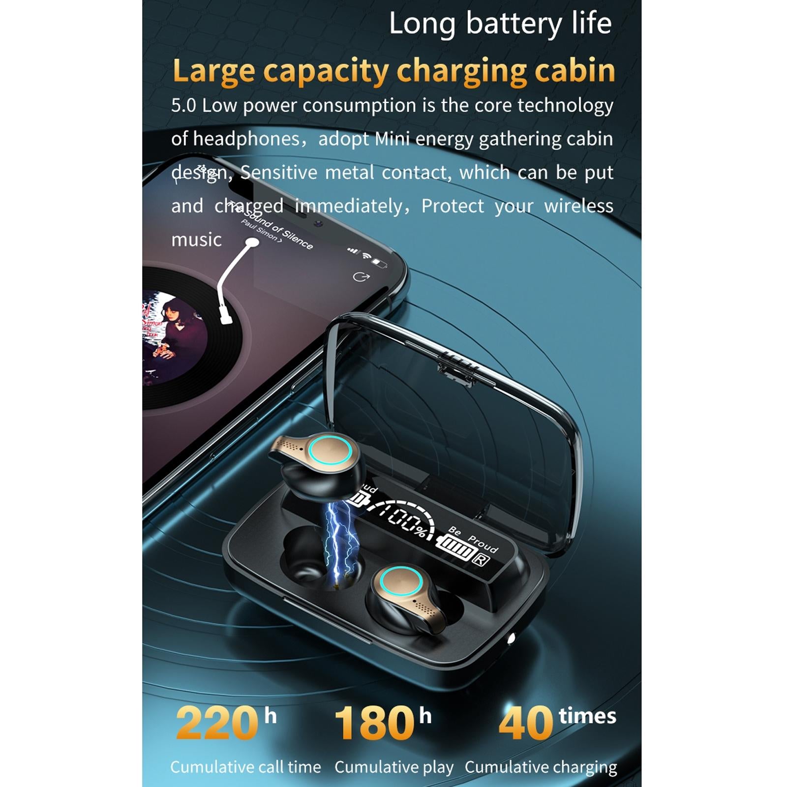 V562-944900ADE-202505261746-08 Waterproof Wireless Bluetooth 5.0 Earphones with Charging Box and Led Display - Image 9
