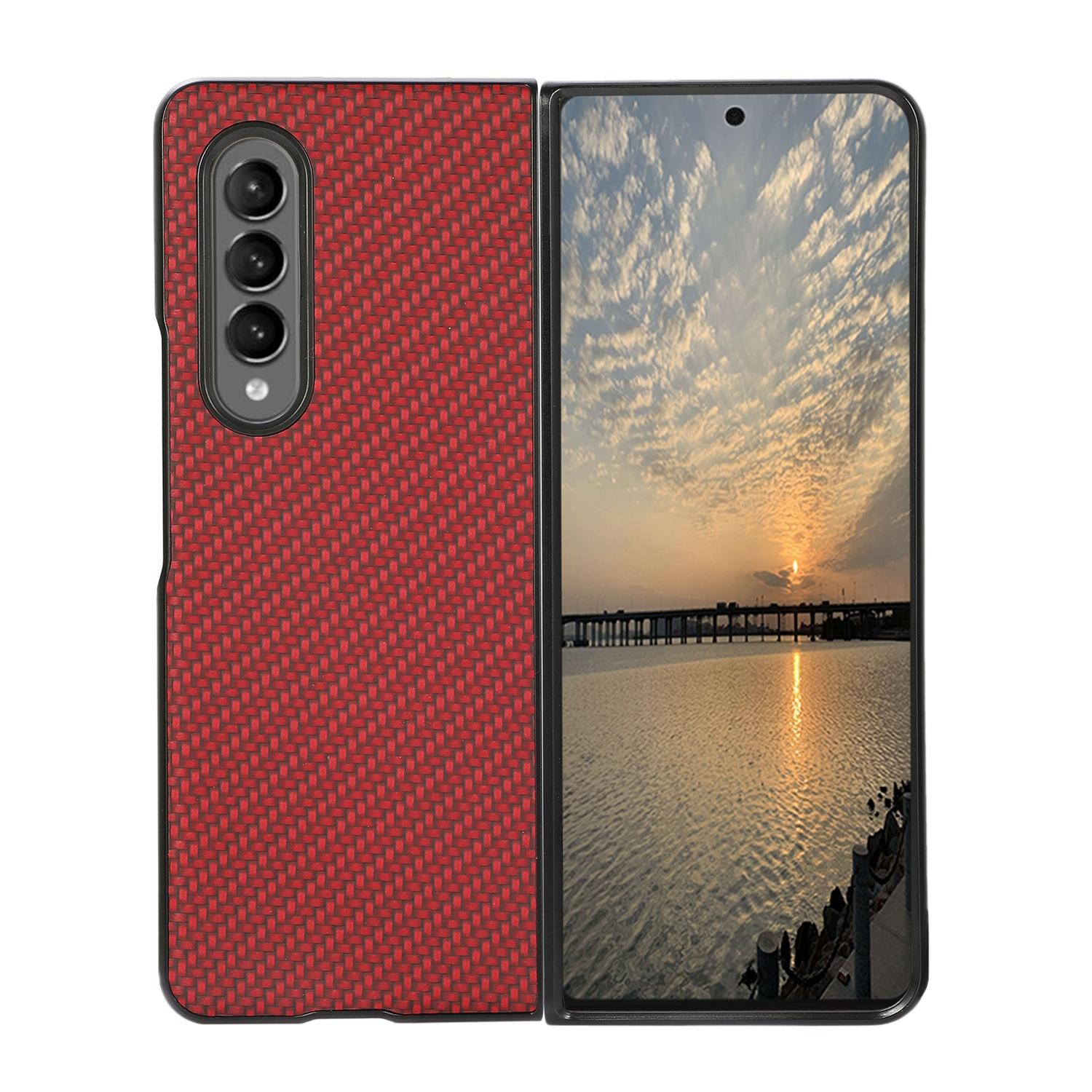 V562-A101470300ADE-202504292046-07 For Samsung Galaxy z Fold4 5G Carbon Fiber Texture Leather Phone Case - Pu Material - Black - Image 8