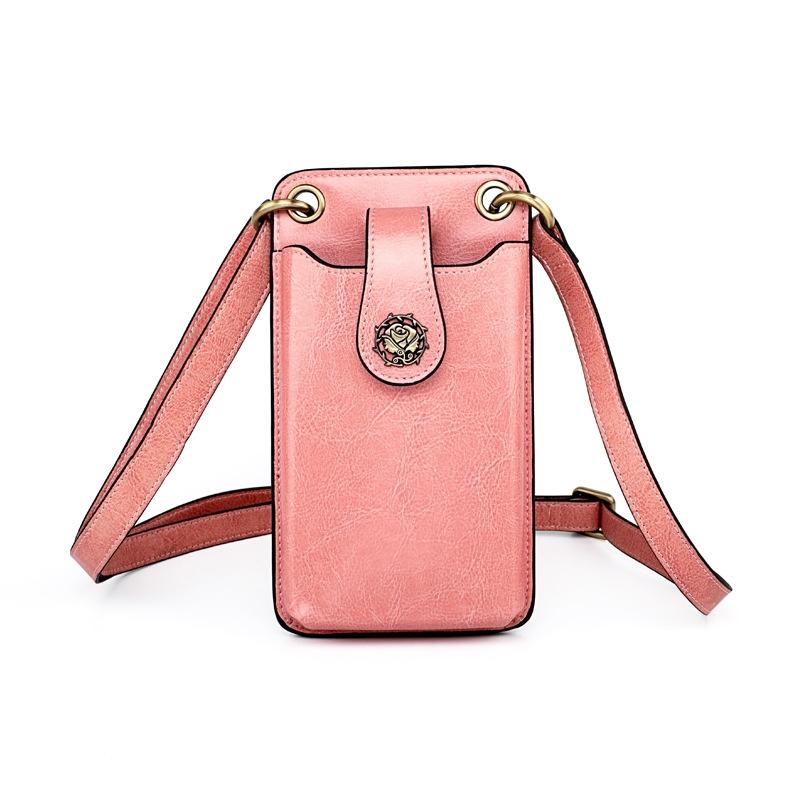 V562-A102098200ADE-202505191445-00 Mini Leather Crossbody For Women Fits Mobile Phones - Pink - Image 1