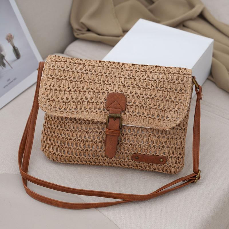 V562-A1026674060DBT-202505191516-00 Vintage Crossbody Straw Bag For Women - Khaki - Image 1