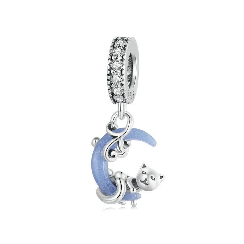 V562-A1031554060DBT-202504111916-00 925 Sterling Silver Luminous Moon Cat Pendant - Image 1