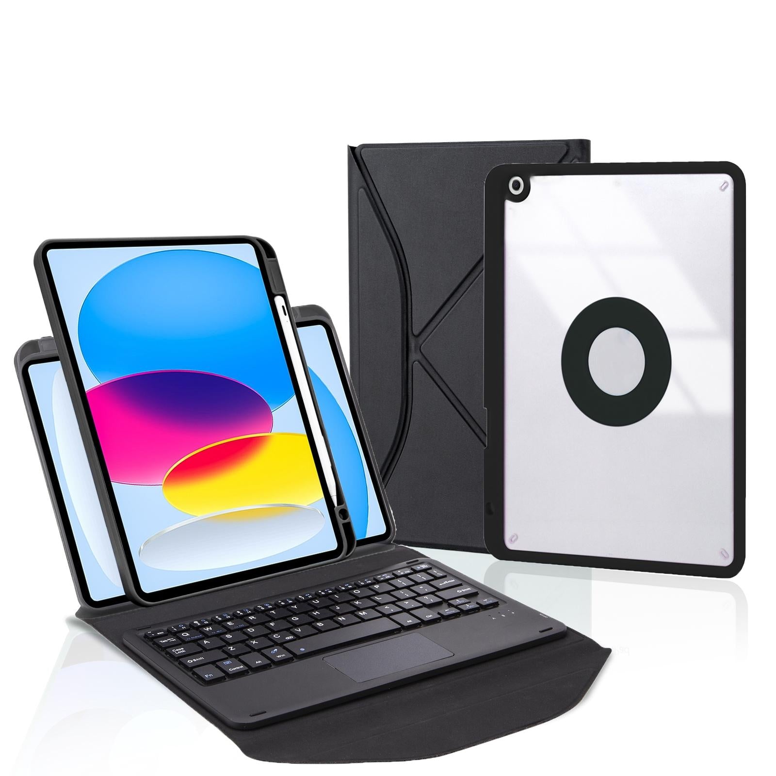 V562-A103575400ADE-202504291847-13 Bluetooth Keyboard Leather Tablet Case With Pen Slot And Touchpad - Black - Image 14
