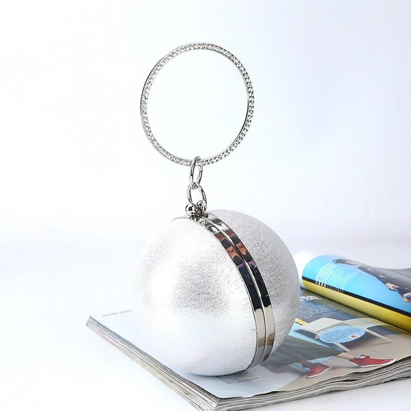 V562-A1037802350DBT-202505291516-13 Chic Round Ball Clutch for Evening Events - Silver - Image 14