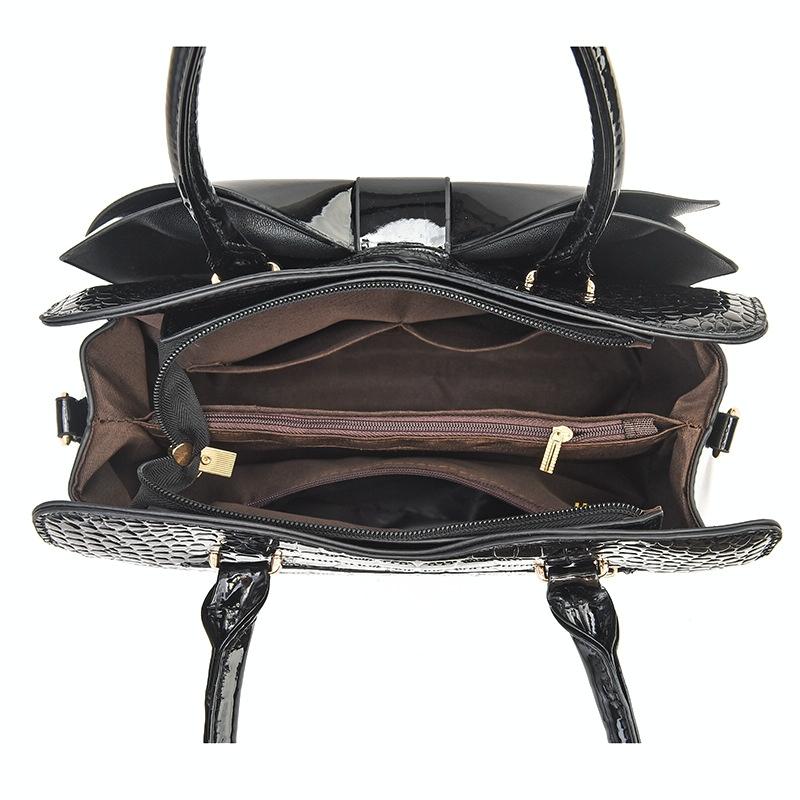 V562-A1040232060DBT-202504251552-04 Leather Ladies Handbag - Bright Bow Design - Yellow - Image 5