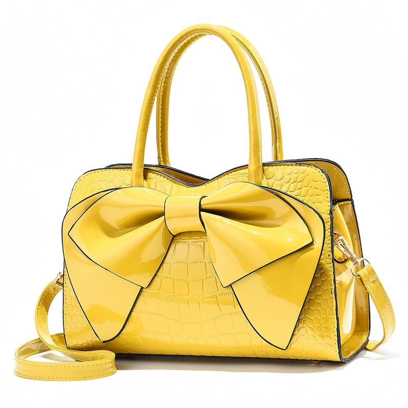 V562-A1040232060DBT-202504251552-07 Leather Ladies Handbag - Bright Bow Design - Yellow - Image 8