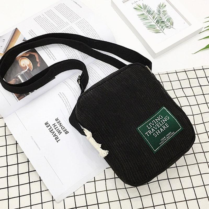 V562-A1045604060DBT-202505191512-00 Striped Velvet Crossbody Bag Versatile & Simple - Black - Image 1