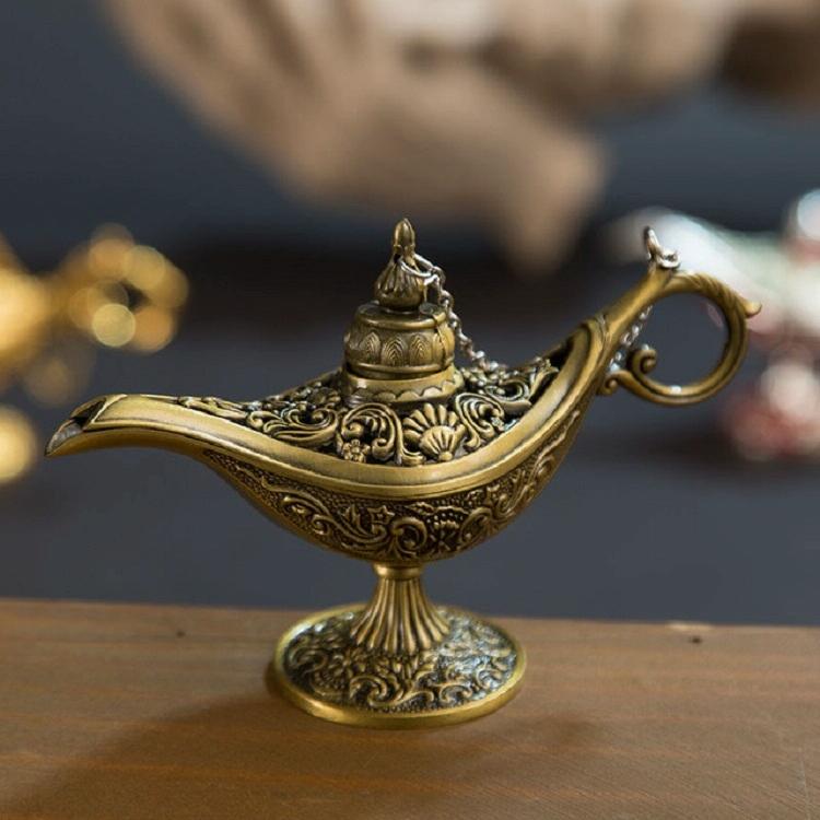 V562-A1047980910DBT-202503041645-02 Metal Aladdin Magic Lamp Aromatherapy Home Decor Gift - Gold - Image 3