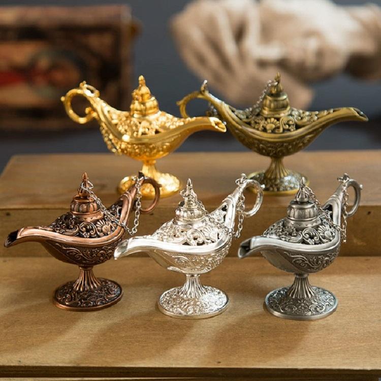 V562-A1047980910DBT-202503041645-12 Metal Aladdin Magic Lamp Aromatherapy Home Decor Gift - Gold - Image 13
