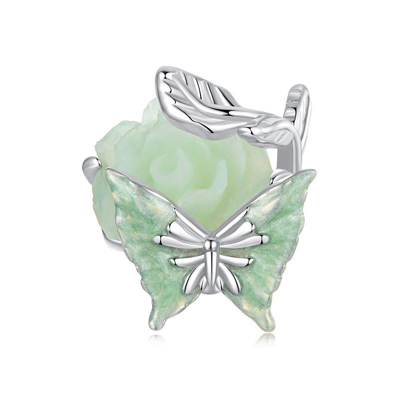 V562-A1051985060DBT-202504112016-00 925 Sterling Silver Rose Butterfly Animal Beads - Image 1