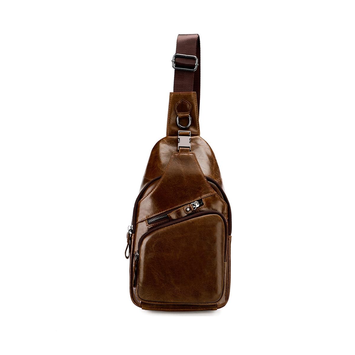 V562-A105366100ADE-202505191632-00 Retro Leather Chest Bag For Men - Coffee - Image 1