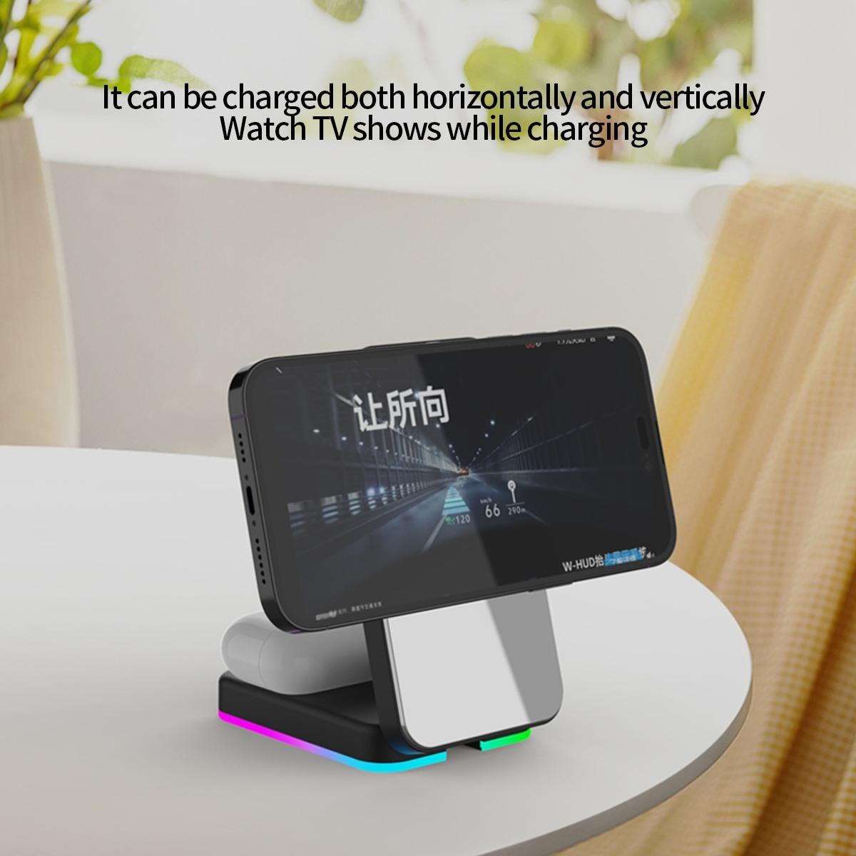 V562-A105591700ADE-202504211915-05 Foldable 3 In 1 Rgb Led Wireless Charger - Black - Image 6