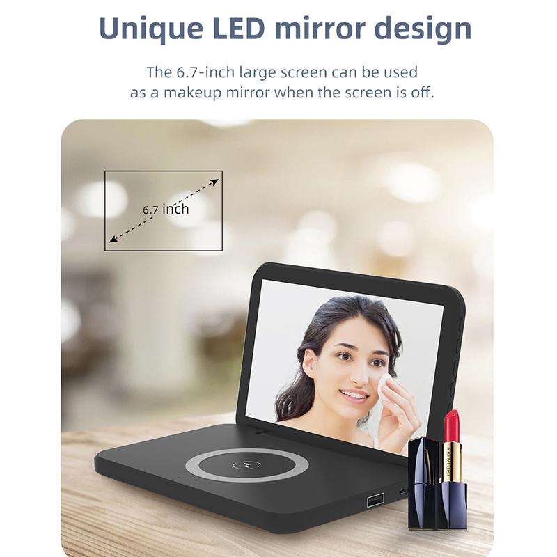 V562-A105910200ADE-202504211910-08 Foldable Desk Calendar Clock With Wireless Charger & Alarm - Black - Image 9