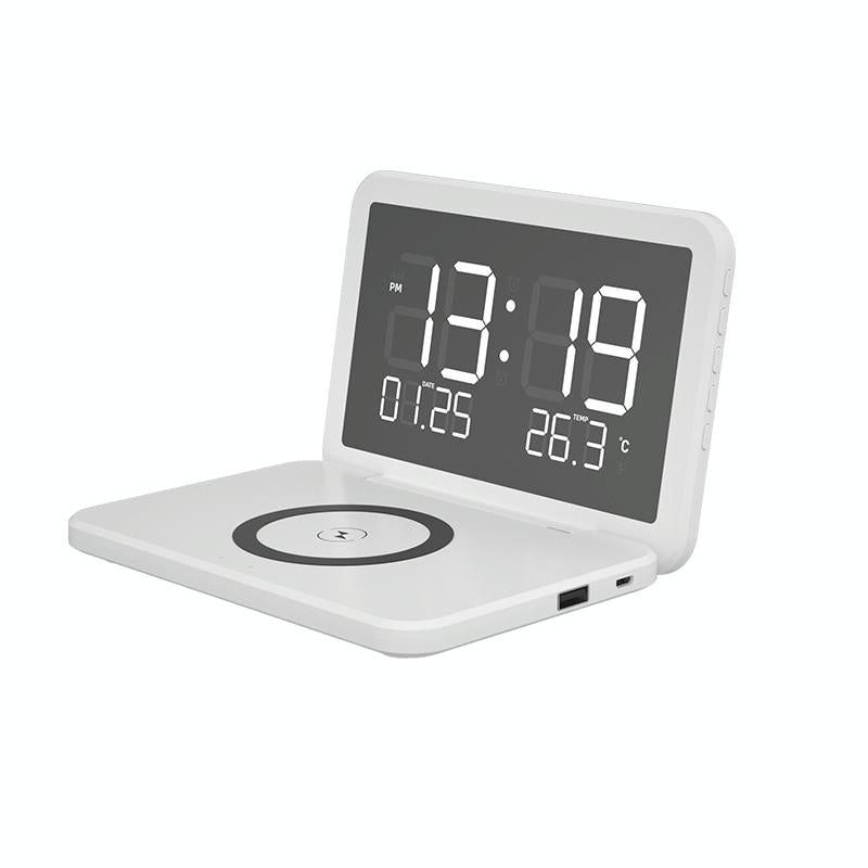 V562-A105910200ADE-202504211910-13 Foldable Desk Calendar Clock With Wireless Charger & Alarm - Black - Image 14
