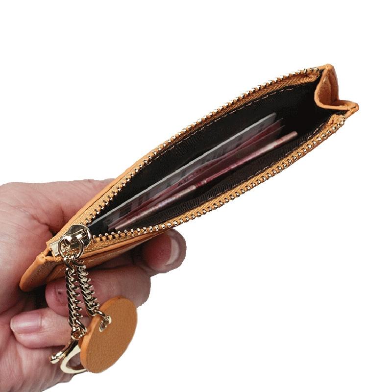 V562-A1063074060DBT-202503282011-04 Ultra Thin Zippered Mini Wallet For Women Compact Coin Purse - Yellow - Image 5