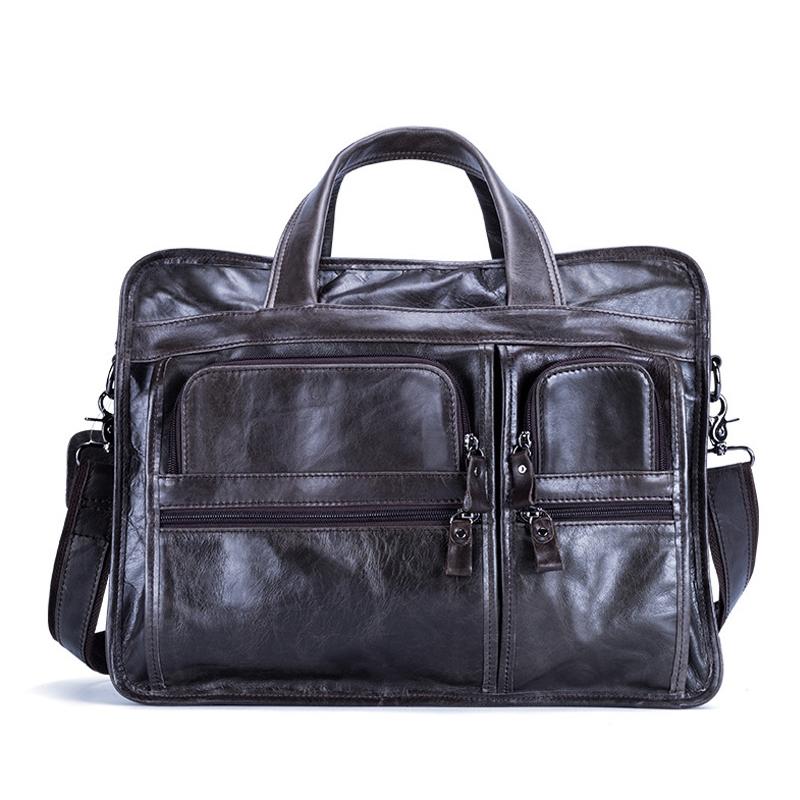 V562-A1065413850DBT-202503041253-00 Men 15.6 Inch Business Handbag Casual Singer Shoulder Messenger Bag - Rusty Black - Image 1