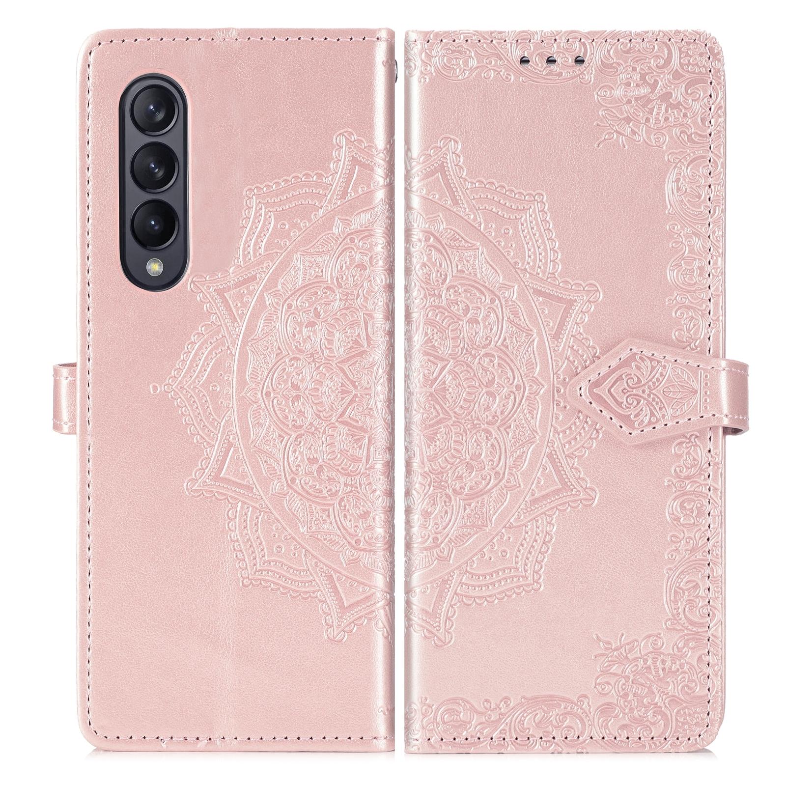 V562-A106859100AYS-202503211406-13 For Samsung Galaxy Z Fold4 5G Embossed Mandala Leather Phone Case - Black - Image 14