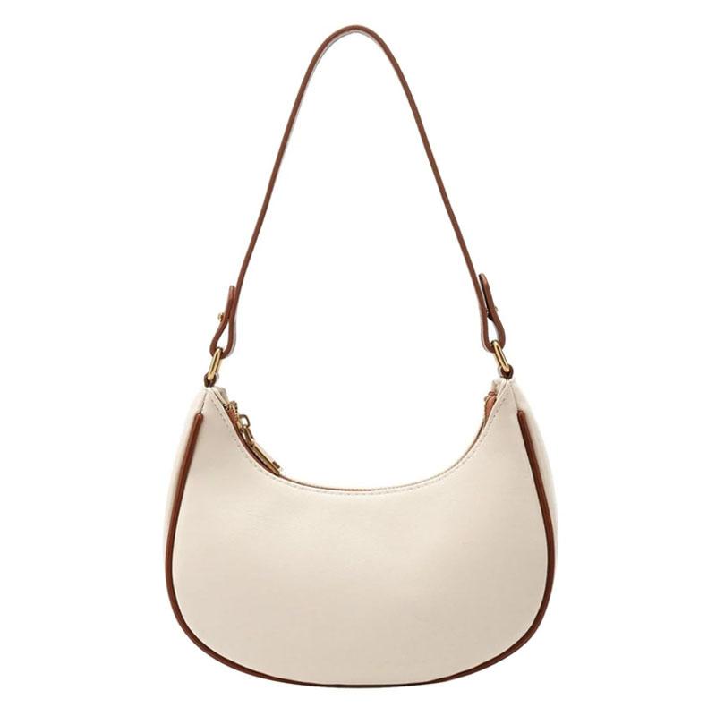 V562-A1069274060DBT-202505191441-00 Stylish Crescent Shoulder Bag For Women - Beige With Brown - Image 1