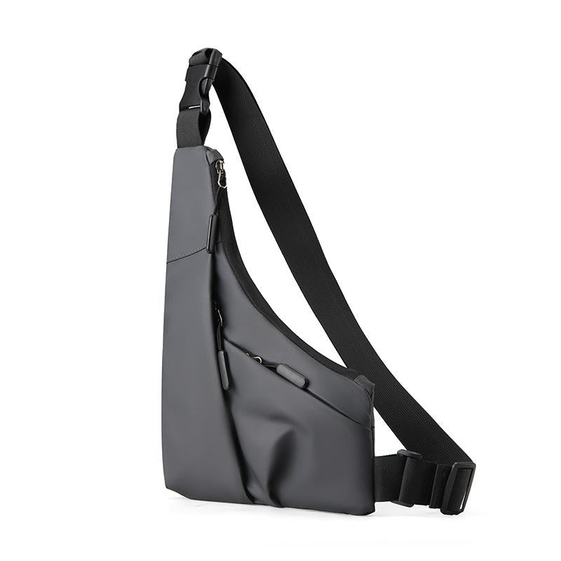 V562-A1070254060DBT-202503041241-00 Leather Anti Theft Triangle Bag Secure Crossbody Chest Bag - Grey - Image 1