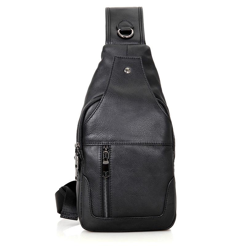 V562-A1070422060DBT-202505191441-00 Stylish Cowhide Chest Bag For Men - Black - Image 1