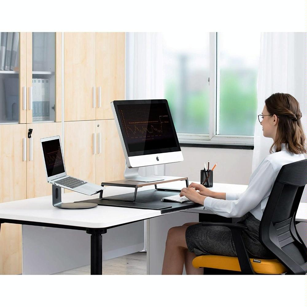 V562-A107193940DBT-202504021830-07 Metal Feet Monitor Stand for Imac Macbook Lcd Printer - Dark Wood Grain - Image 8