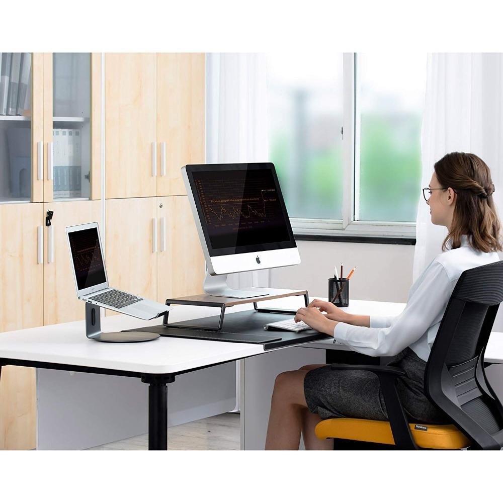 V562-A107193940DBT-202504021830-14 Metal Feet Monitor Stand for Imac Macbook Lcd Printer - Dark Wood Grain - Image 15