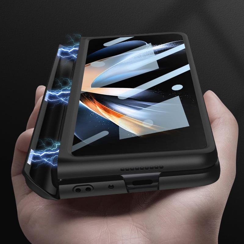 V562-A107857300ADE-202505291211-04 For Samsung Galaxy Z Fold4 5G Foldable Magnetic Flip Case With Holder & Pen Slot - Gkk - Grey - Image 5