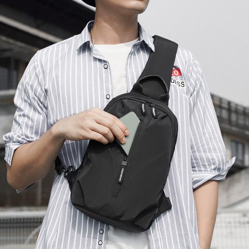 V562-A107884200ADE-202503041252-06 Adjustable Oxford Chest Bag For Men With Glasses Hang Belt Black - Image 7