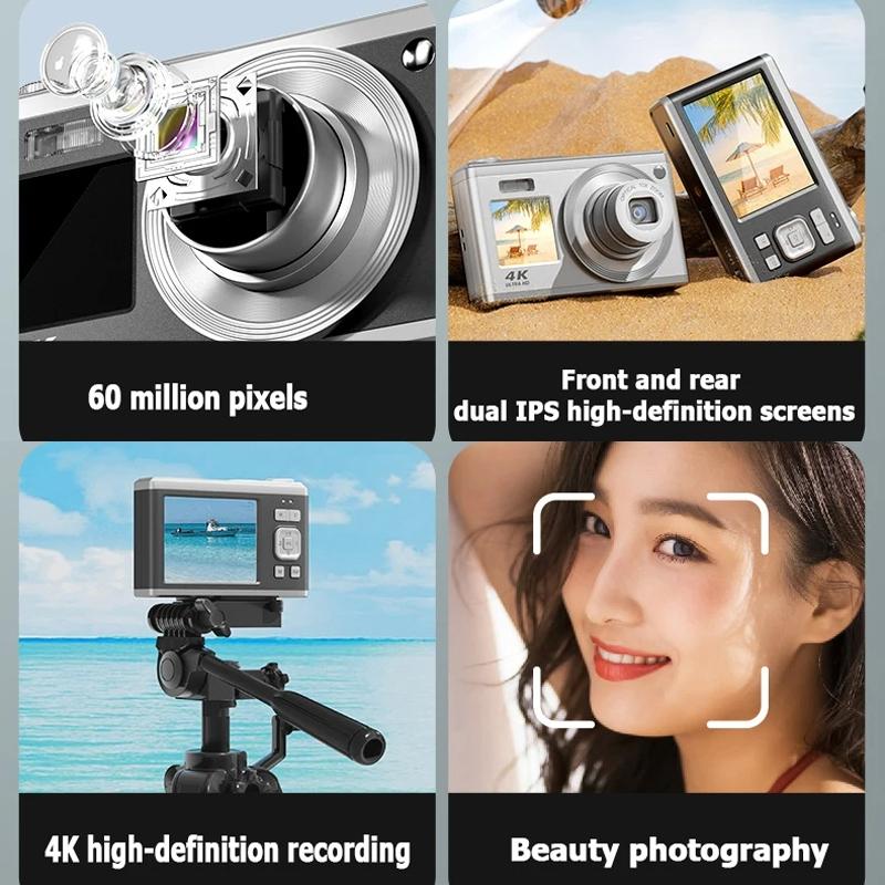 V562-A1080164060DBT-222168-06 4K Hd Optical Zoom Digital Camera 60Mp Dual Screen Selfie Camera No Memory - Black - Image 7