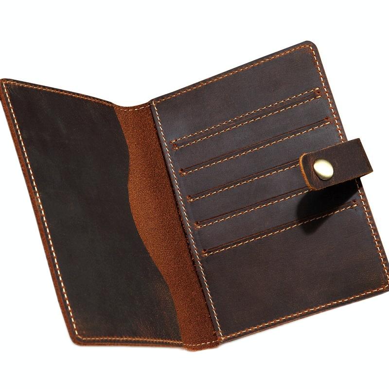 V562-A1082032060DBT-202503281946-01 Vintage Dark Coffee Leather Passport Holder - Image 2