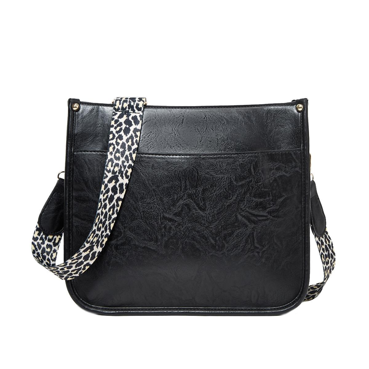 V562-A1084343060DBT-202505191541-00 Leopard Print Waterproof Crossbody Tote Bag - Black - Image 1