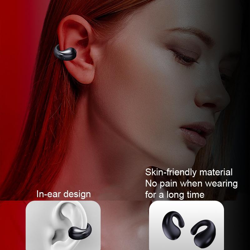 V562-A1096383060DBT-202505222110-03 Wireless Bluetooth Earphone with Charging Case - Clip-on - Black - Image 4