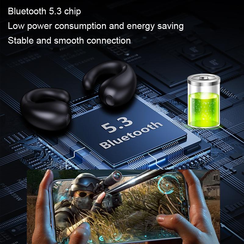 V562-A1096383060DBT-202505222110-07 Wireless Bluetooth Earphone with Charging Case - Clip-on - Black - Image 8