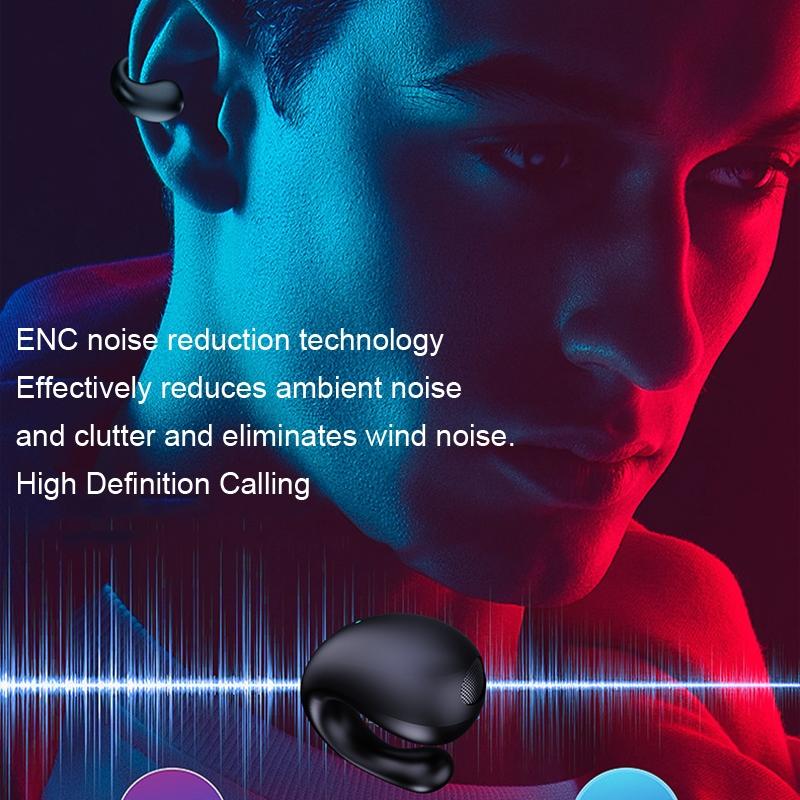 V562-A1096383060DBT-202505222110-11 Wireless Bluetooth Earphone with Charging Case - Clip-on - Black - Image 12