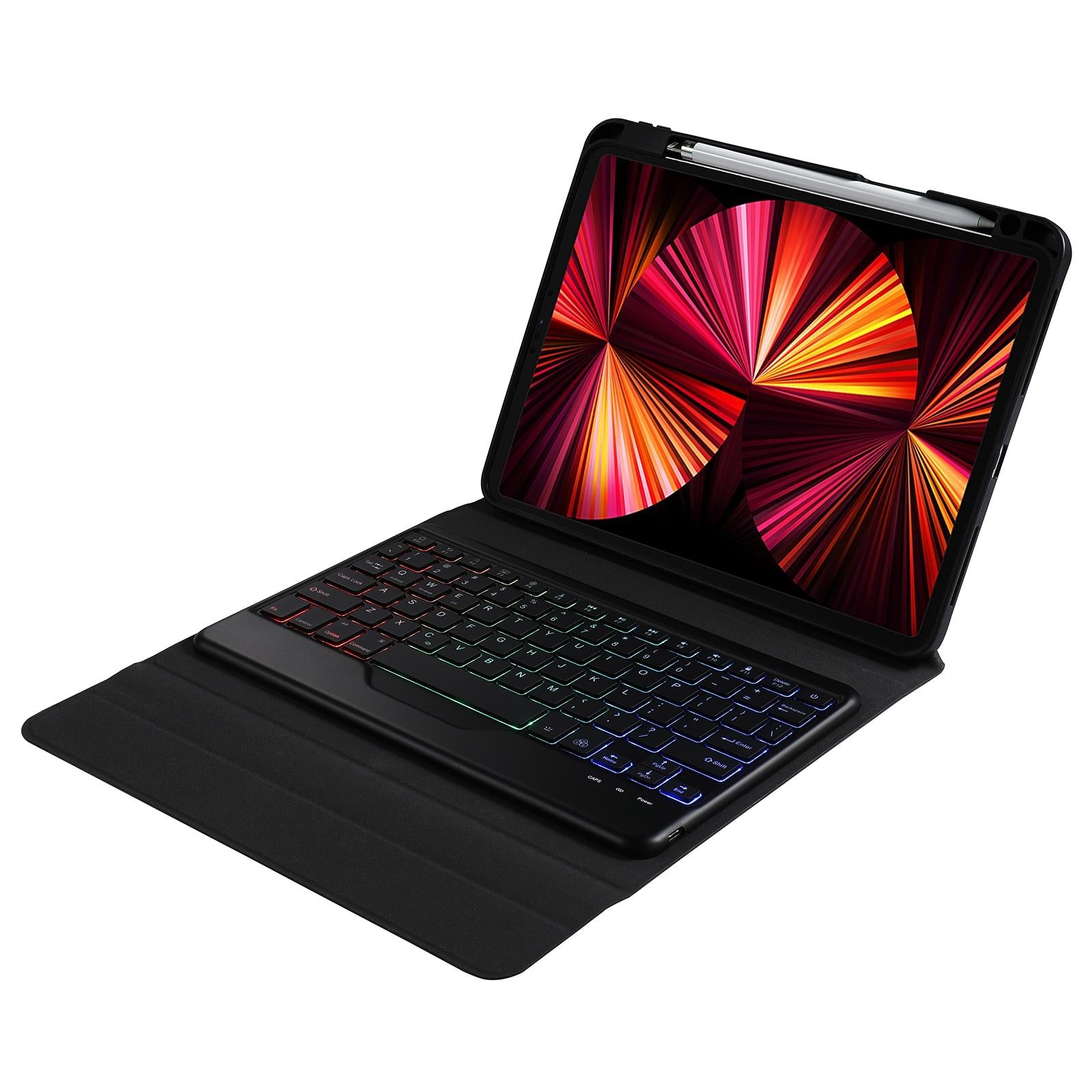 V562-A203166100ADE-202504291830-05 10.2 / 10.5 Inch Bluetooth Keyboard Tablet Case With Triangle Holder & Pen Slot - Black Diamond Pattern - Image 6