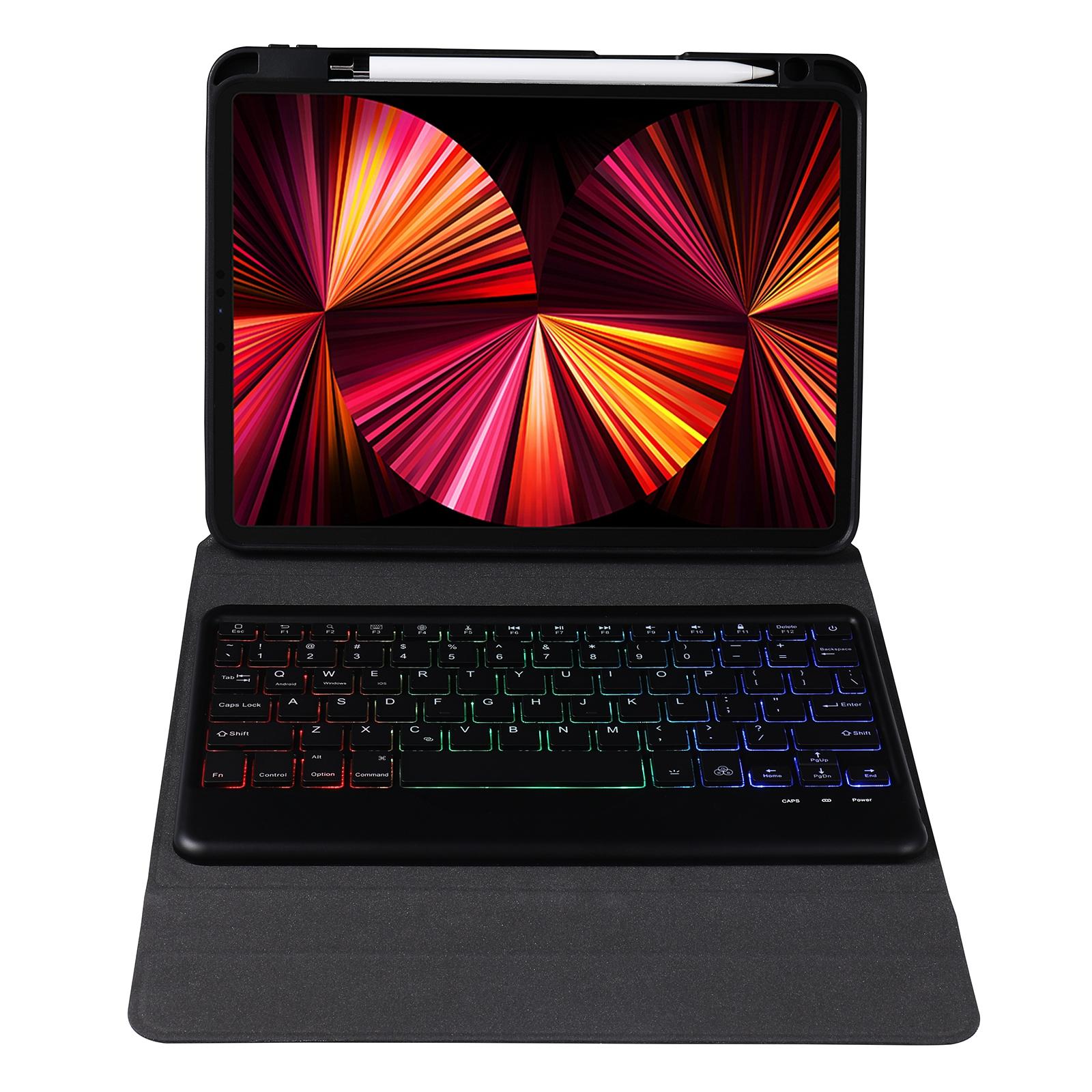 V562-A203166100ADE-202504291830-06 10.2 / 10.5 Inch Bluetooth Keyboard Tablet Case With Triangle Holder & Pen Slot - Black Diamond Pattern - Image 7