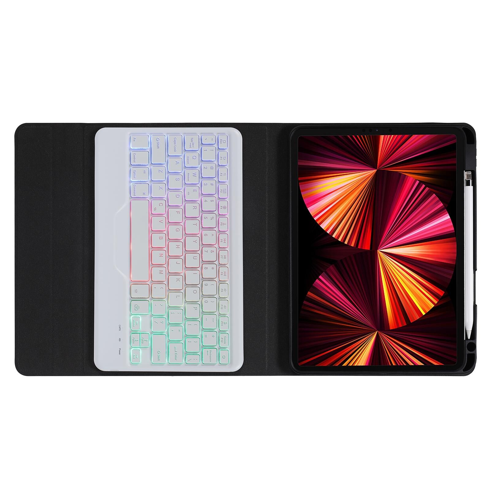 V562-A203166100ADE-202504291830-11 10.2 / 10.5 Inch Bluetooth Keyboard Tablet Case With Triangle Holder & Pen Slot - Black Diamond Pattern - Image 12