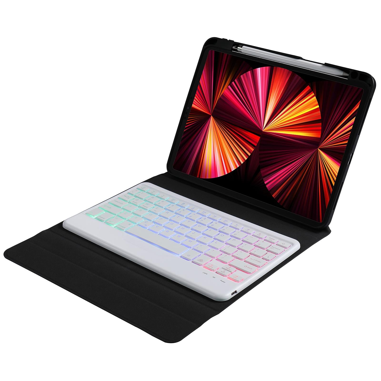 V562-A203166100ADE-202504291830-12 10.2 / 10.5 Inch Bluetooth Keyboard Tablet Case With Triangle Holder & Pen Slot - Black Diamond Pattern - Image 13