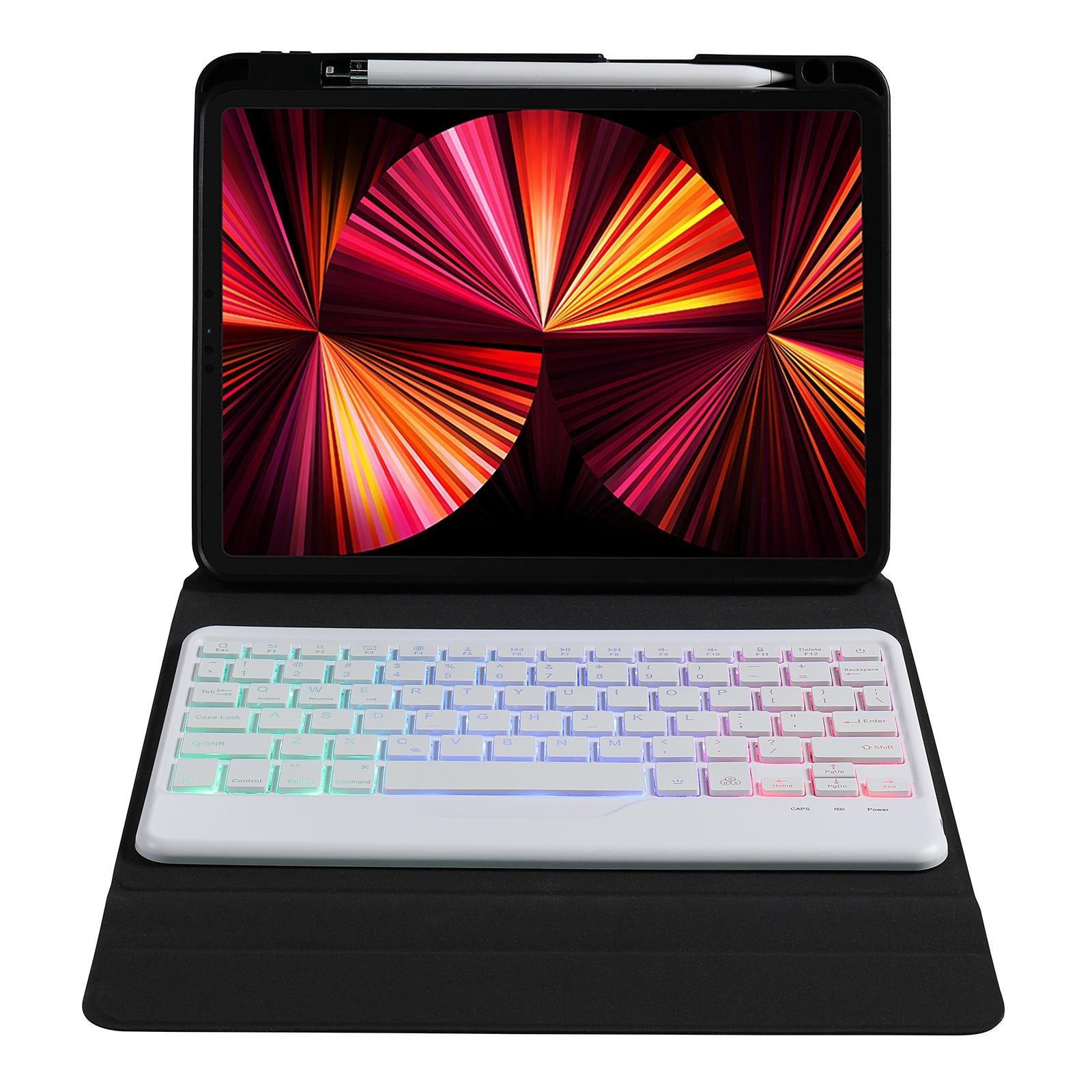 V562-A203166100ADE-202504291830-13 10.2 / 10.5 Inch Bluetooth Keyboard Tablet Case With Triangle Holder & Pen Slot - Black Diamond Pattern - Image 14