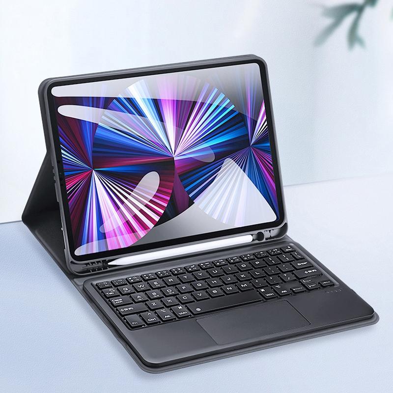 V562-A205309200ADE-202504292018-01 Leather Case With Bluetooth Keyboard & Touchpad For Ipad Air / Pro 11 - Black - Image 2