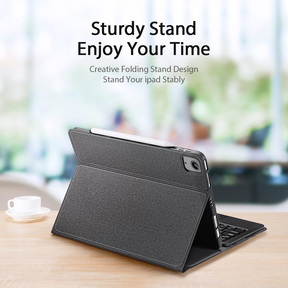 V562-A205309200ADE-202504292018-04 Leather Case With Bluetooth Keyboard & Touchpad For Ipad Air / Pro 11 - Black - Image 5