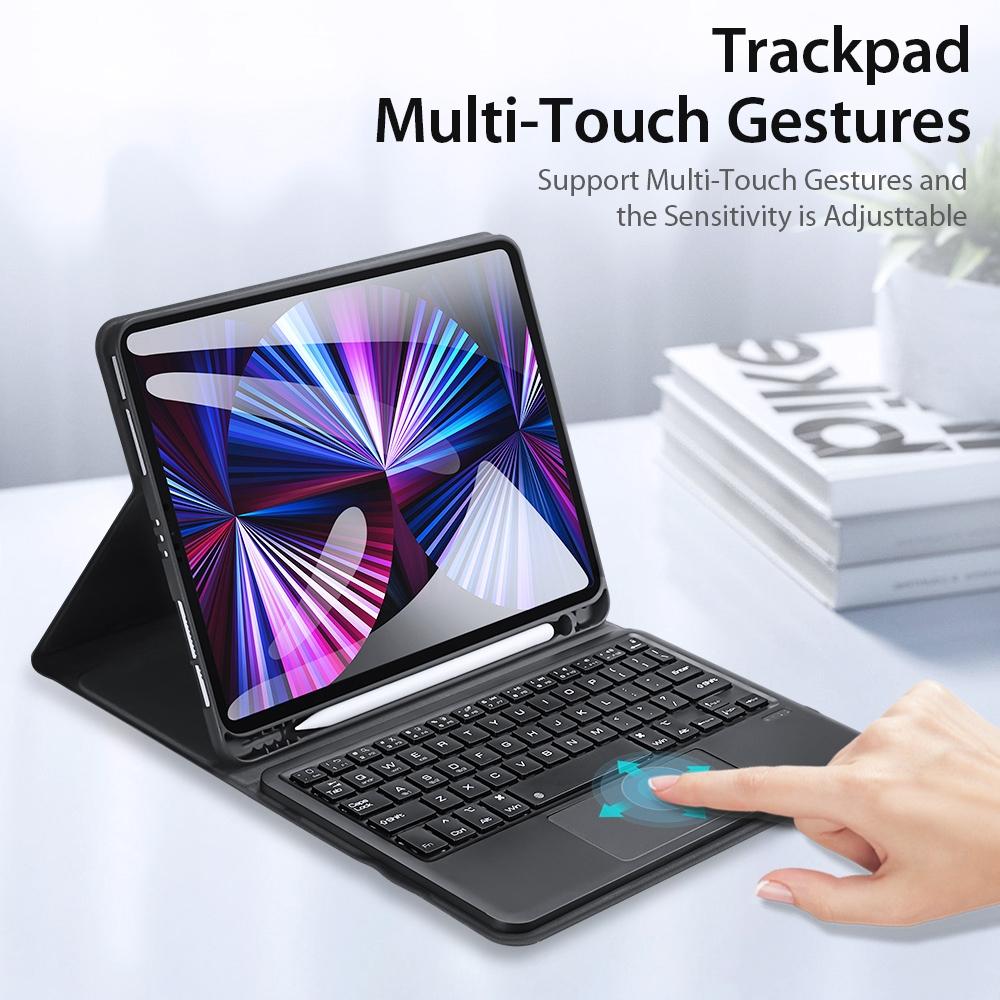 V562-A205309200ADE-202504292018-06 Leather Case With Bluetooth Keyboard & Touchpad For Ipad Air / Pro 11 - Black - Image 7