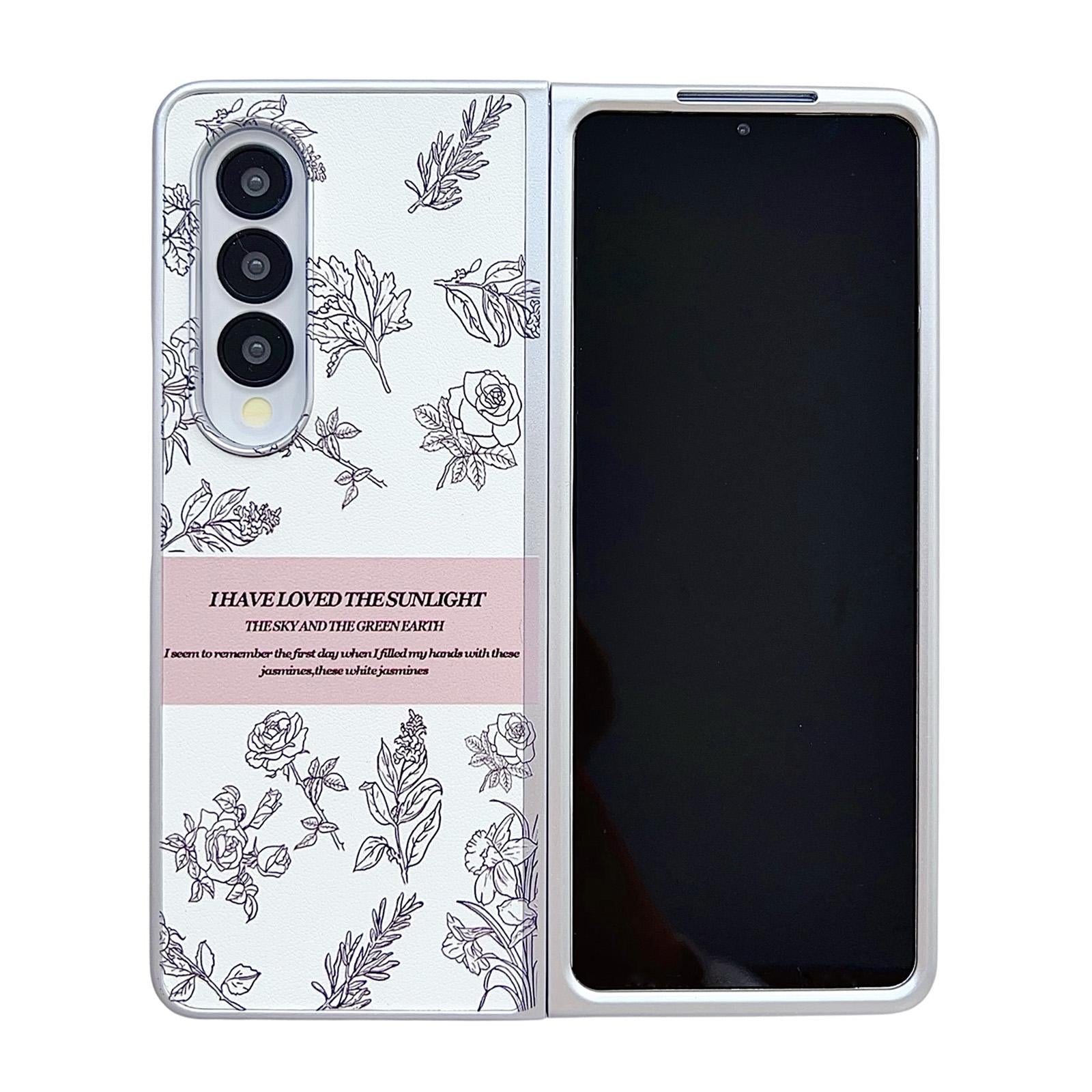 V562-A205871600ADE-202503062220-01 For Samsung Galaxy Z Fold4 5G Floral Sketch Pearlescent Pc Case - Image 2