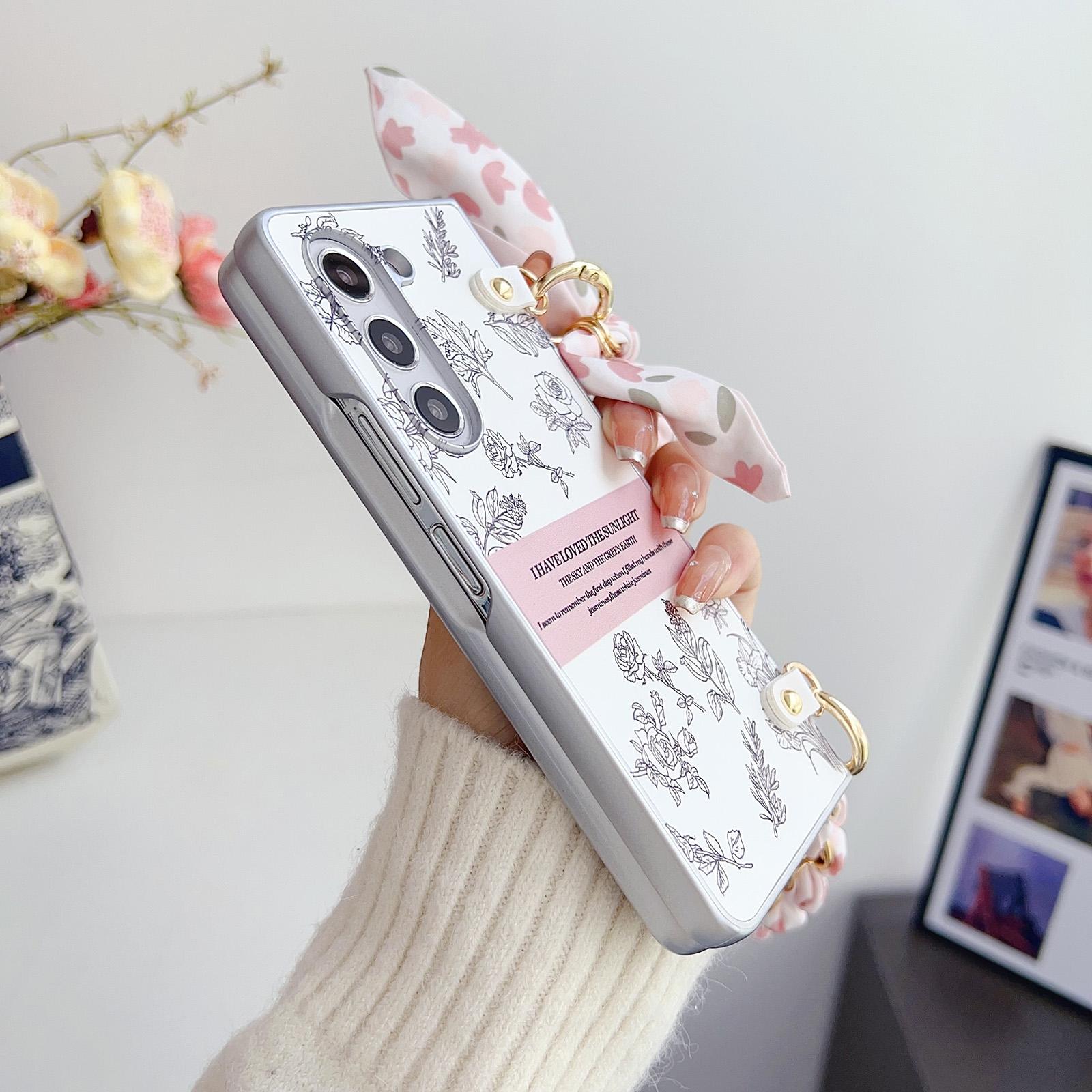 V562-A205871600ADE-202503062220-03 For Samsung Galaxy Z Fold4 5G Floral Sketch Pearlescent Pc Case - Image 4