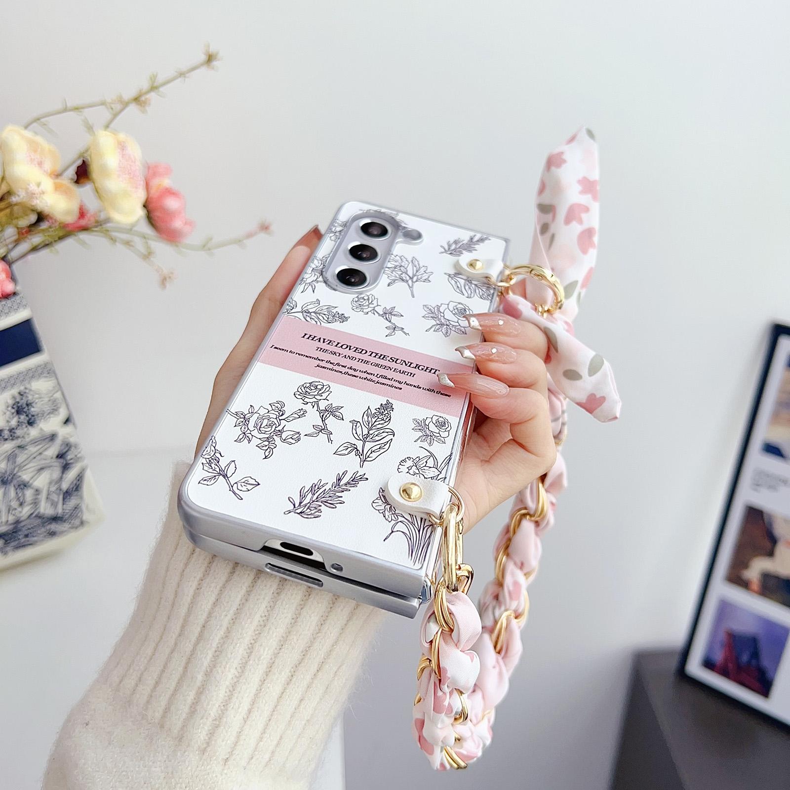 V562-A205871600ADE-202503062220-04 For Samsung Galaxy Z Fold4 5G Floral Sketch Pearlescent Pc Case - Image 5
